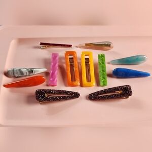 Colorful Assorted Hair Clips - Pink, Orange, Yellow, Green, Blue, Marble